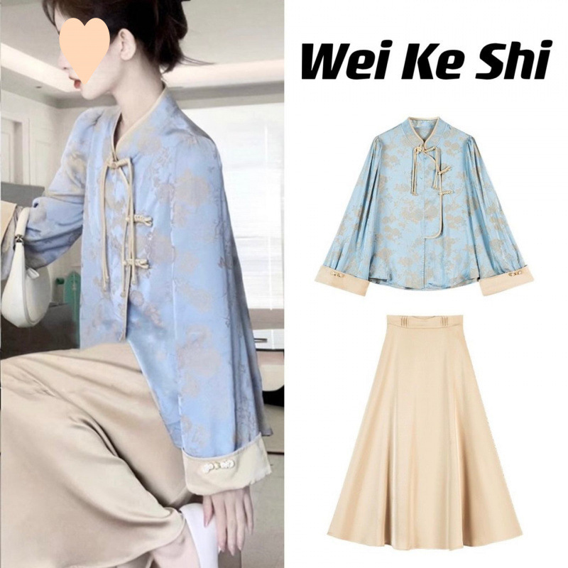 New Chinese women's clothing, Chinese style Zen style top set, Hanfu modified cheongsam dress, spring style 2025 new style