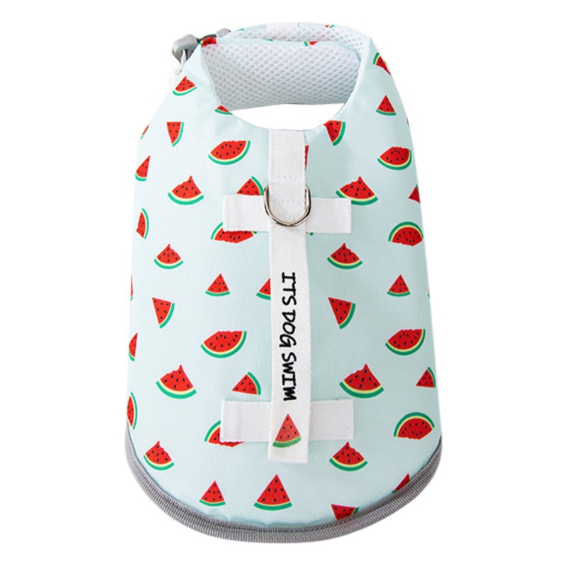 Verano perro fruta sandía impreso salvavidas pequeño perro Teddy ropa para mascotas flotabilidad natación ropa especial