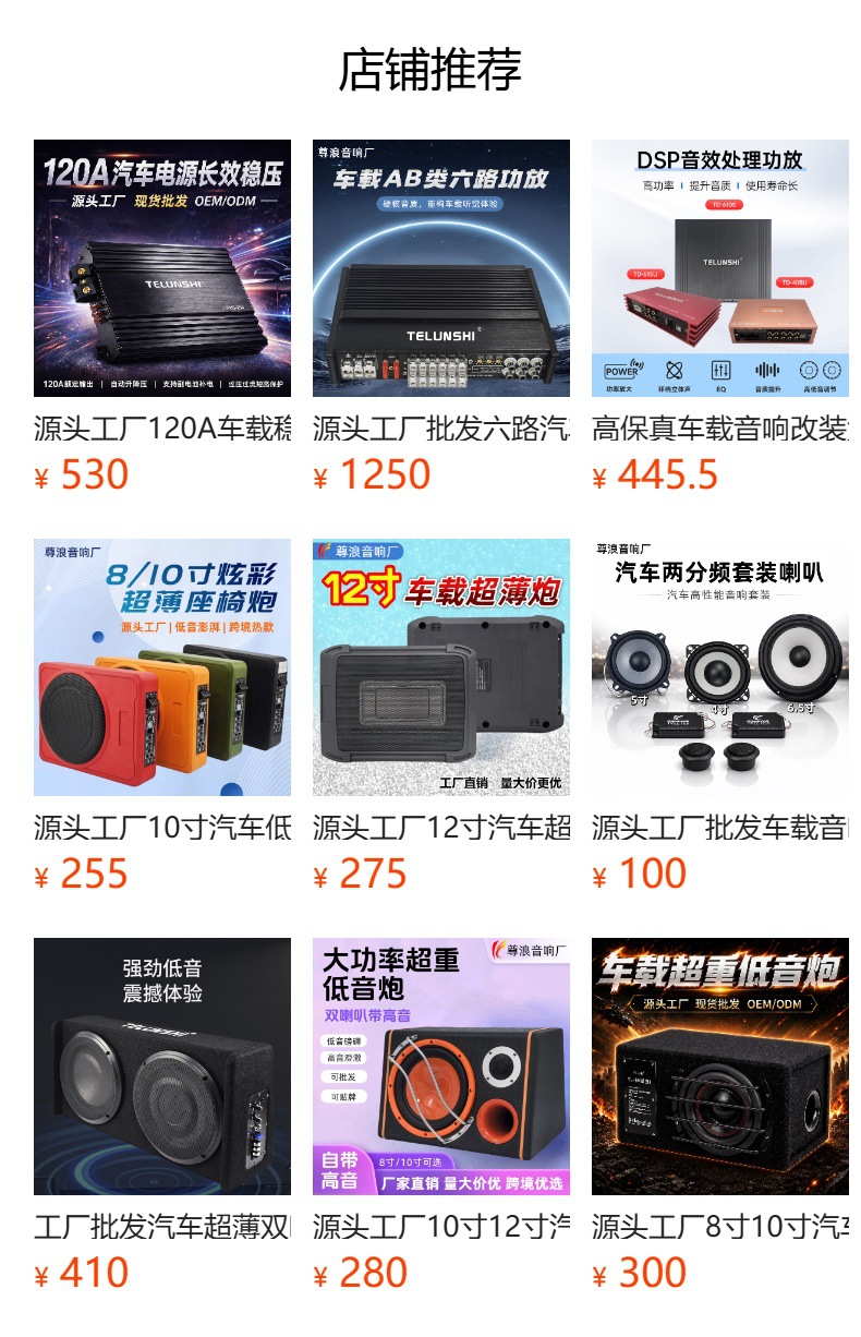 Source Factory Car Active Subwoofer 10inch Trunk Box Subwoofer 12V Super Bass Audio Wholesale Oem