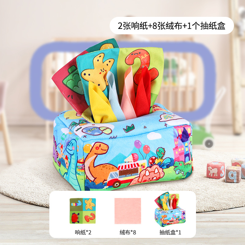 Bebé educación temprana bebé caja de tejido a prueba de lágrimas dibujo de tejido juguete educativo calmante dibujo de tejido ejercicio Educación Temprana libro de tela