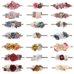 INS style sweet princess flower headband simple and fresh children's hair rope hair band baby simulated flower headband set