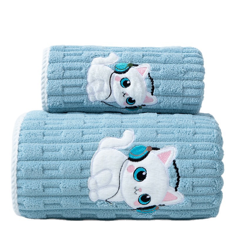 Juego de Toallas con Bordado de Terciopelo de Coral, Absorbente y Suave, para Baño