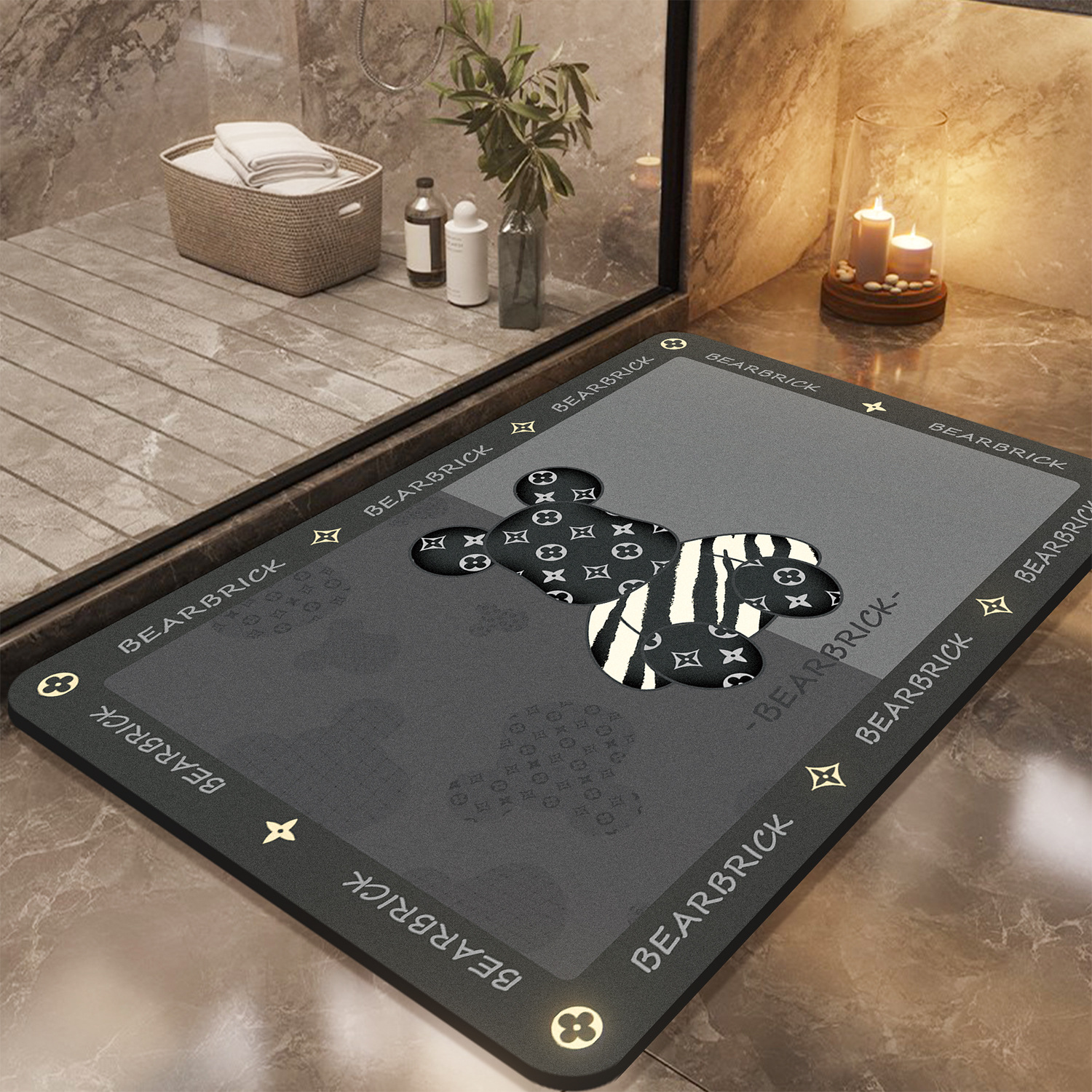 轻奢硅藻泥地垫浴室卫生间门口吸水速干防滑脚垫子洗手间厕所地毯