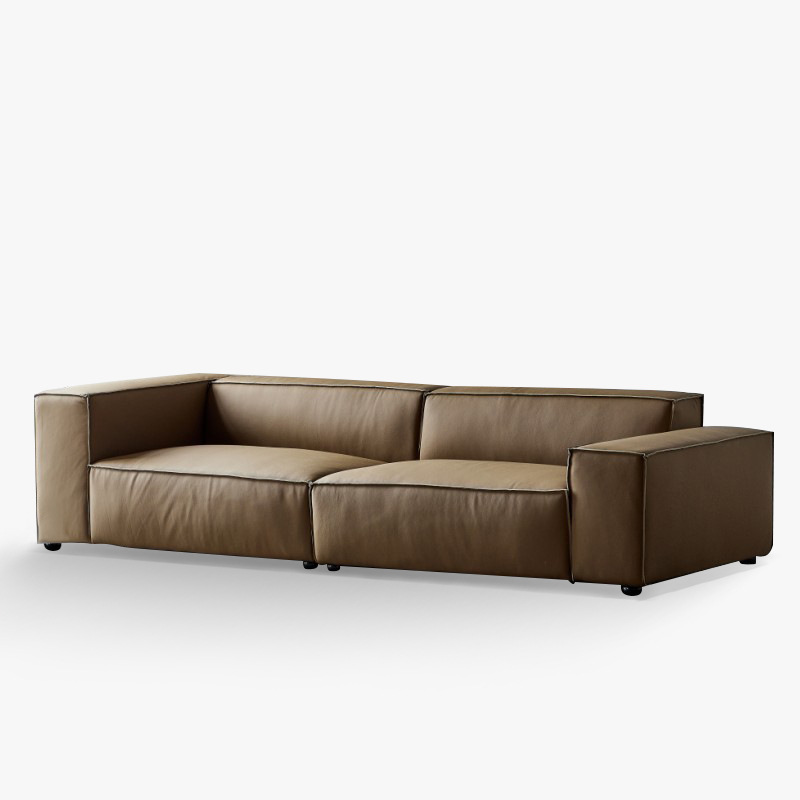 豆腐塊全皮沙發極簡頭層牛皮真皮設計師客廳方塊模塊組合羽絨沙發