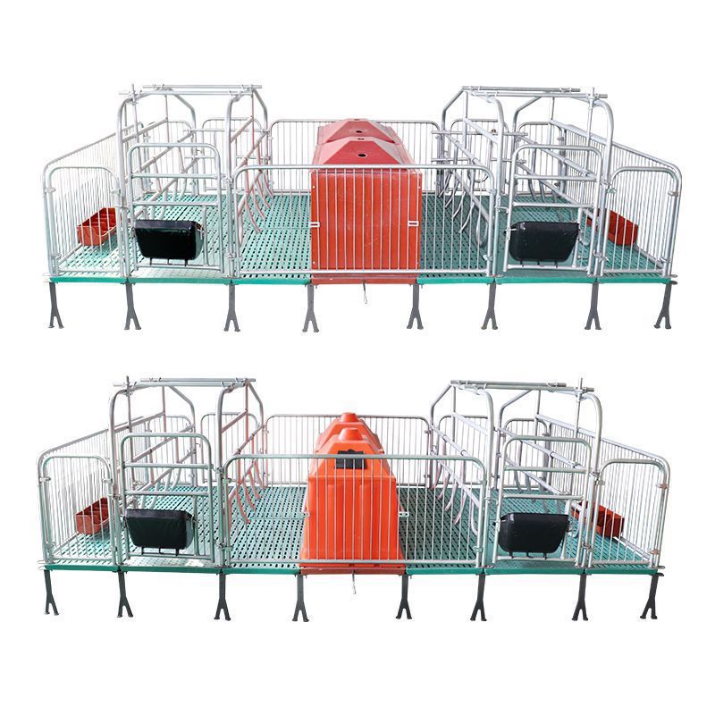 Cama de parto de dos cuerpos de cerdas, cría de animales y protección de maternidad compuesta de doble propósito, cama de parto gruesa para cerdos galvanizados en caliente