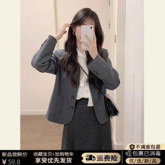 高级感灰色小西装外套女小个子秋季新款韩版宽松休闲气质西服