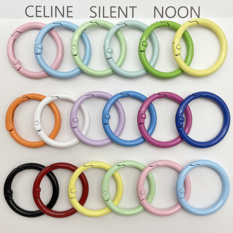 Colorful Painted Candy-Colored Spring Rings Bag Accessories Keychain Pendant Round Open Ring Car Key