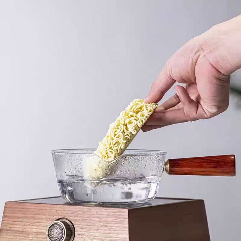 Mango de sándalo rojo sopa de vidrio resistente al calor olla pequeña cocina hogar estufa de cerámica eléctrica calefacción vidrio de borosilicato olla de leche pequeña