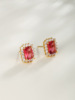 24k color plated ruby ​​red earrings