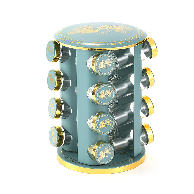 Botella de condimento de lujo ligero juego de estante giratorio condimento de cocina botella de condimento de condimento caja de condimento multicapa tarro de condimento