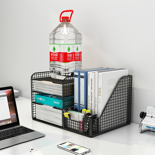 Dropshipping desktop bookshelf desk book storage rack office desk file rack A4 metal storage