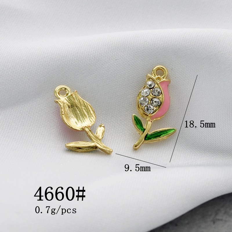 10 Pcs/package Sweet Flower Alloy Enamel Inlay Pendant Jewelry Accessories display picture 8