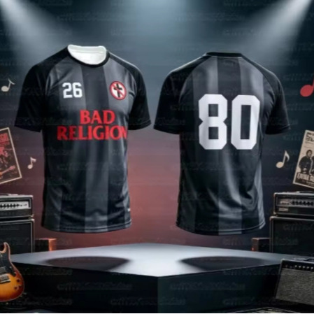 26 Bad Religion Men's Short Sleeve 3D Printed Punk Band Fan Rugby T-Shirt for Daily and Training