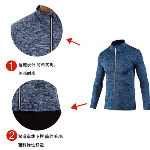 Men's Autumn Fitness Basketball Jacket, Stand Collar Outdoor Sports Running Zipper Quick Dry Breathable Top