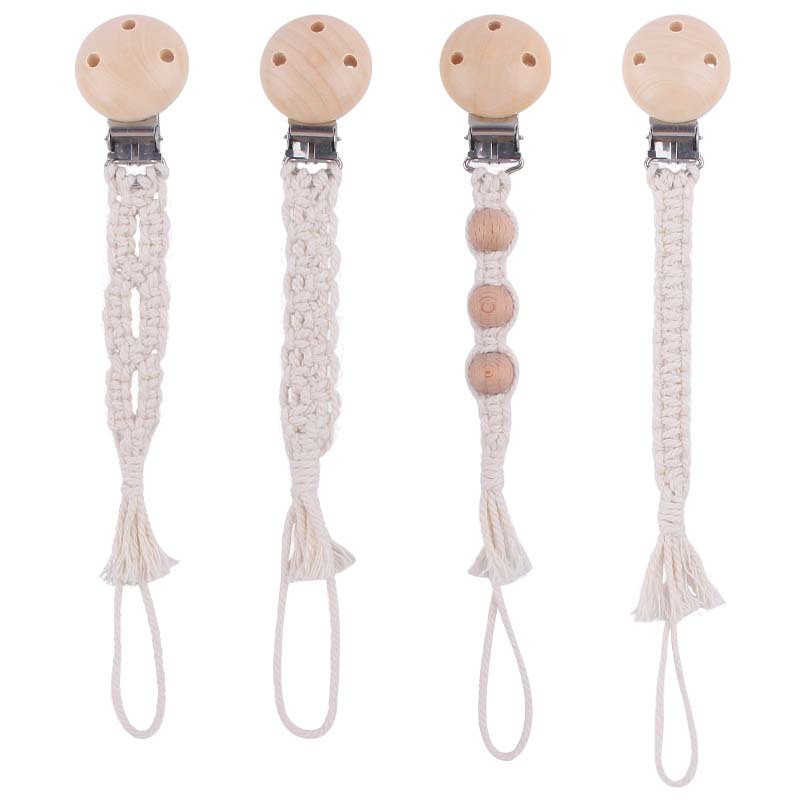 Nuevo hemu chupete clip juguete DIY bebé creativo hecho a mano tejido de algodón cuerda chupete cadena chupete cuerda