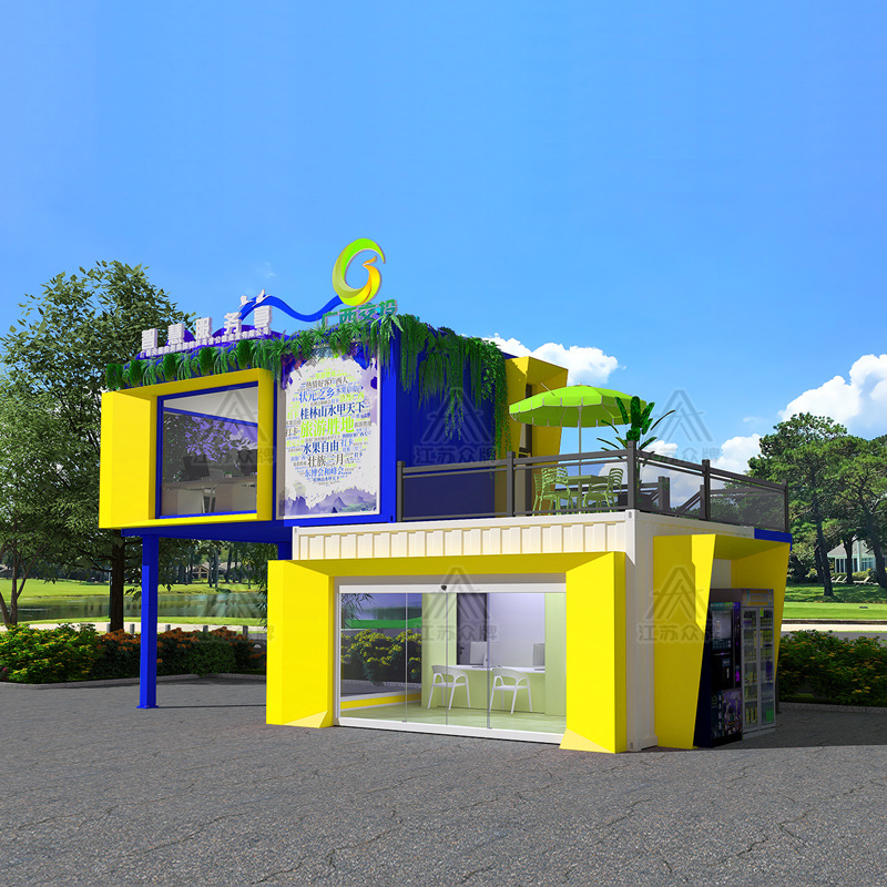 Contenedor tienda móvil doble calle comercial café con leche tienda de té área escénica contenedor móvil quiosco