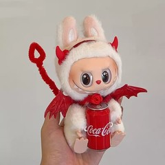 labubu公仔娃衣拉布布可口可乐二代搪胶挂件手办小恶魔衣服替换装