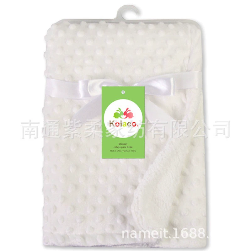Export baby thick knitted fleece small blanket, double-layer extra soft hole pattern blanket for autumn and winter babies