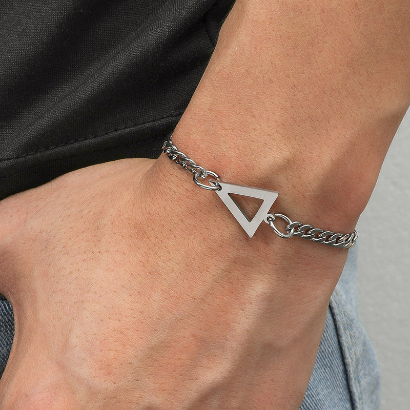 Simple Stainless Steel Geometric Triangle Bracelet Ins Men's Hip-Hop Titanium Steel Couple Bracelet Cross-Border Dropshipping