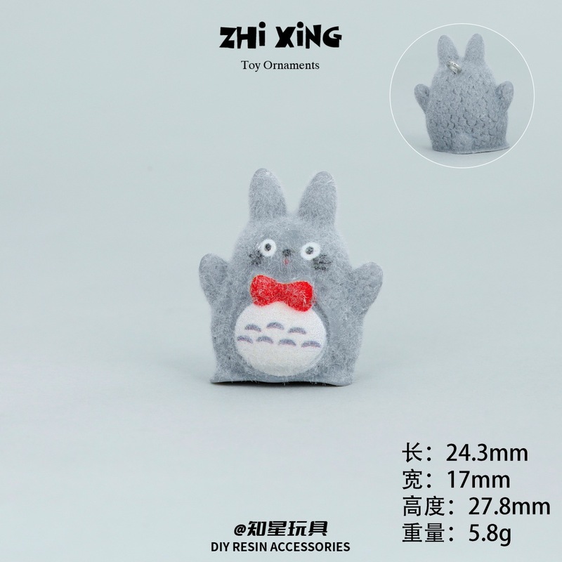微缩卡通立体仿真上钉植绒龙猫 热销批发创意小摆件树脂DIY配饰|undefined