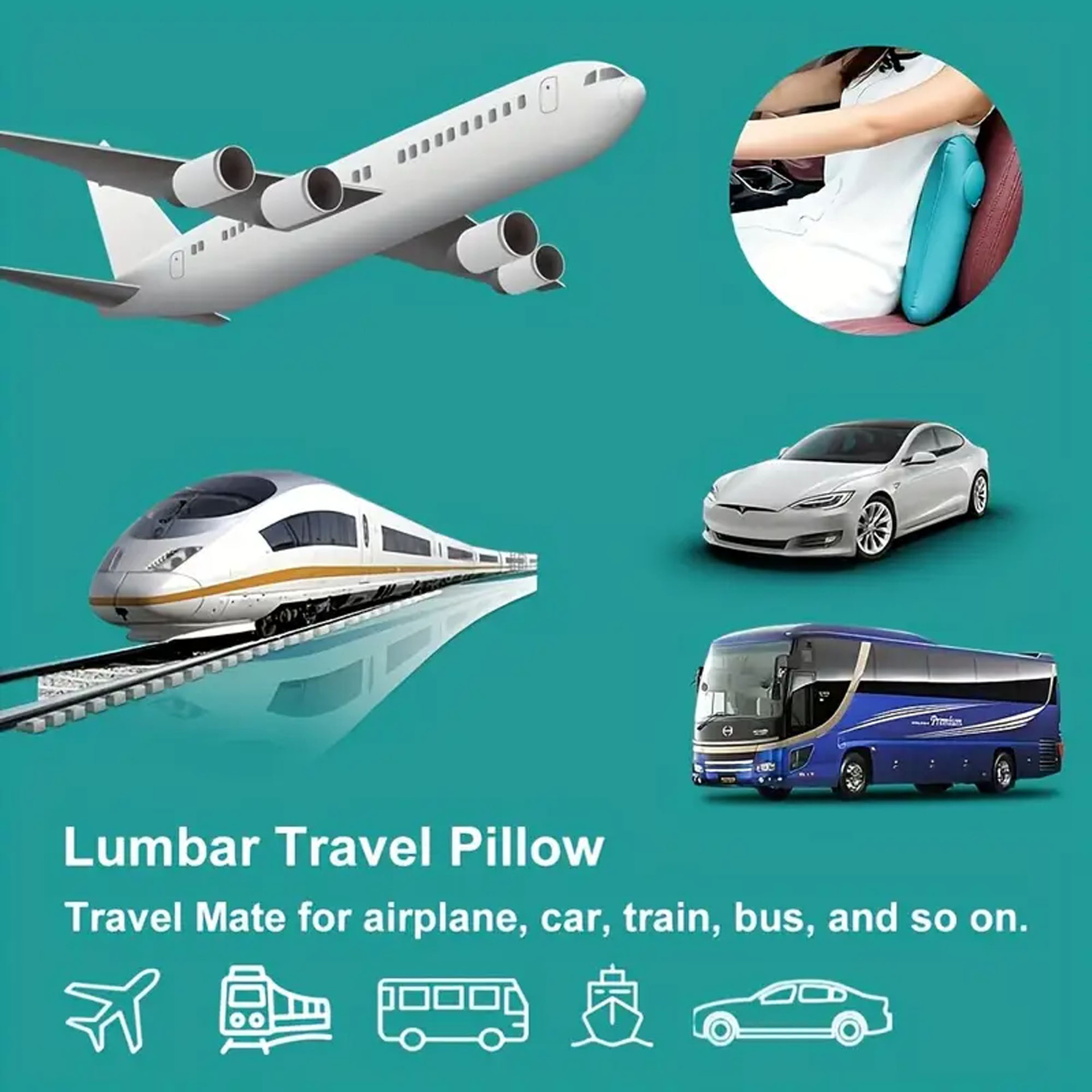 Cuscino lombare gonfiabile a forma di h per viaggi comodi_voghion.com