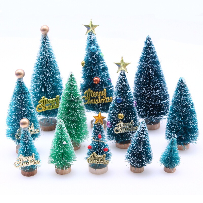Cross-Border Doll House Sisal Silk Snow Tower Pine Simulation Christmas Tree Miniature Scene Agar Belt
