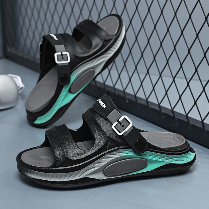 Pantuflas para hombre verano nuevo estilo deportivo antideslizante sandalias exteriores personalidad casual playa chanclas transfronterizas zapatillas EVA