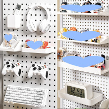 洞洞板置物架板圆孔收纳盒孔距书桌通用配件方孔26mm6mm挂板25mm