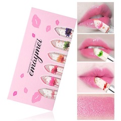 Dried flower lipstick set of six cross-border wholesale with flower temperature changing lipstick transparent moisturizing crystal clear color changing lipstick