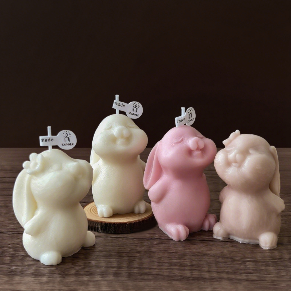 Jiahuimei oreja larga conejo aromaterapia vela jabón hecho a mano DIY regalo molde de silicona conejo molde de decoración de yeso