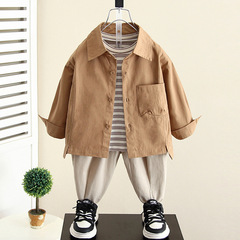 4238男童秋裝套裝2023新款酷帥氣兒童裝春秋季外套三件套寶寶韓版