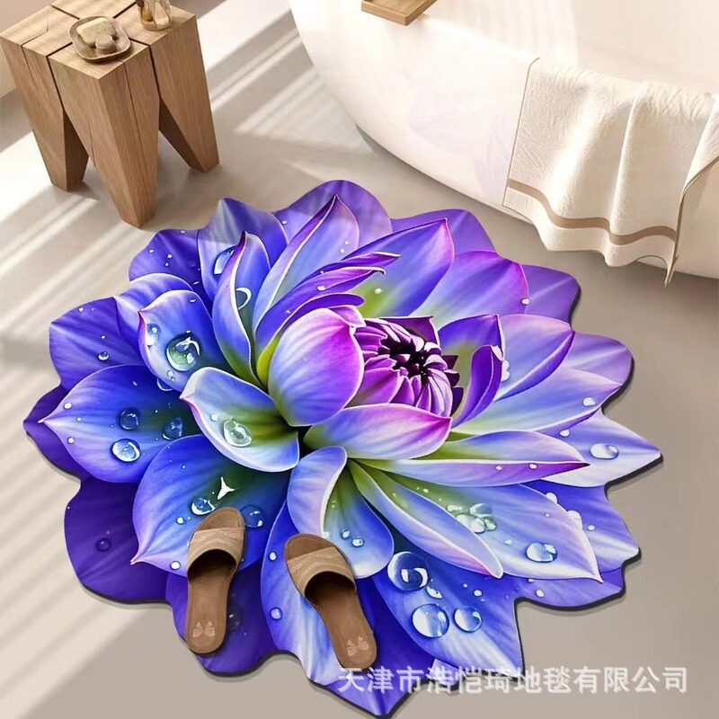 3D立体特殊形状大花珪藻泥フロアマット浴室フロアマット吸水性と汚れ防止浴室滑り止め速乾性フットマット|undefined