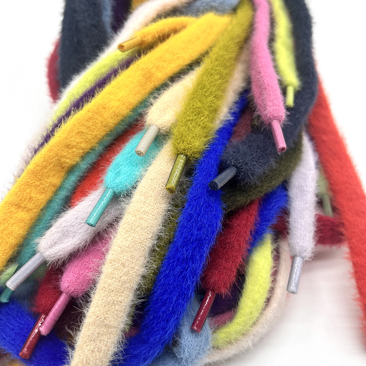 13mm color visón lana viento doble plano invierno otoño cordones de zapatos de peluche para hombres y mujeres cordones huecos casuales