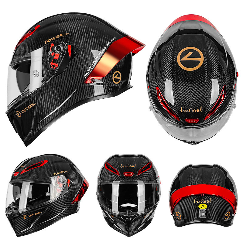Casco de fibra de carbono para motocicleta de segunda generación, nuevo casco para hombre certificado 3c, casco completo para motocicleta, cuatro estaciones para hombres y mujeres, lentes dobles universales