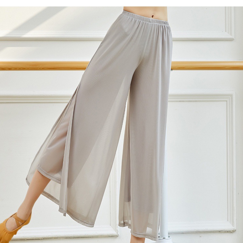 Modern Dance Classical Dance Practice Pants Women's Side Slit Mesh Teacher's Rhyme Yoga Art Test Adult Elegant Wide Leg Pants