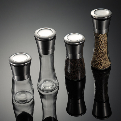 Aion 304 stainless steel pepper grinder kitchen manual grinding tool glass storage jar creative seasoning bottle