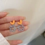 镂空爱心撞色少女耳钉