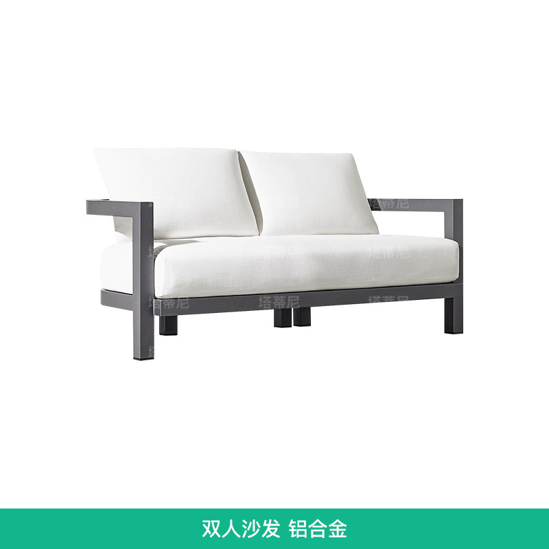 Sofá de patio para exteriores, muebles impermeables de una sola pieza para jardín, conjunto de mesa de centro de teca para terraza de hotel o villa.