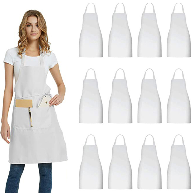 Comercio exterior simple publicidad delantal sin mangas de poliéster cintura camarero ropa de trabajo delantal hogar fábrica al por mayor