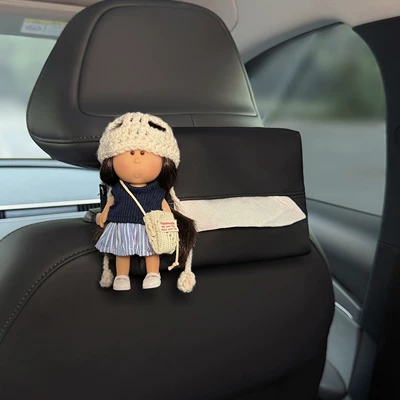 Cute Potato Sister Car Tissue Car tissue box/set - black-tissue-box-striped-skirted-potato-sister