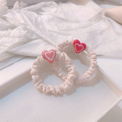 Pink heart small intestine hair tie for women, high-end feeling, rubber band for tying hair, simple bun, high ponytail hair tie