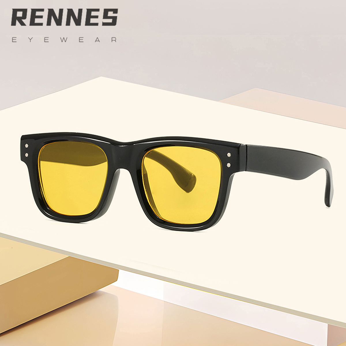 Nuevas gafas de sol de protección UV con clavos de arroz retro cuadrado para hombres y mujeres gafas de sol de marco completo para exteriores Sunglasses