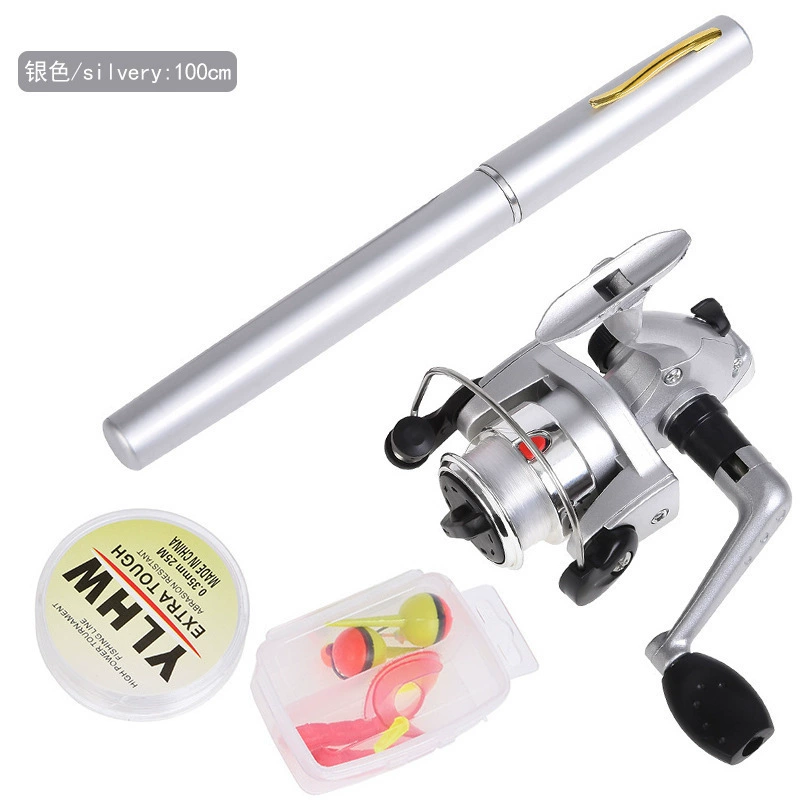 Weihai manufacturer wholesale steel pen style fishing rod cross -border mini 1M ice fishing rod suit pocket raft portable rod