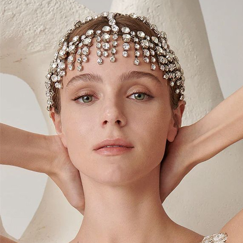 Europa y los Estados Unidos de la explosión de la cadena de cabello de bordas de diamante exagerado joyería de cabello de novia temperamento accesorios tocado