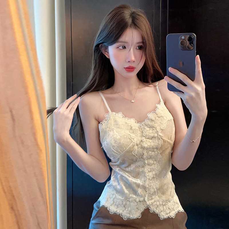 French lace sexy lace velvet camisole women's inner base with small suit outer wear high-end top