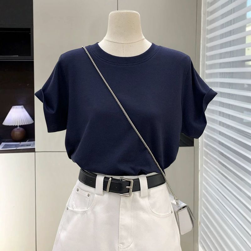 蜜桃粉色t恤女短袖2025新款夏季字母卡通大版宽松显瘦纯棉上衣|undefined