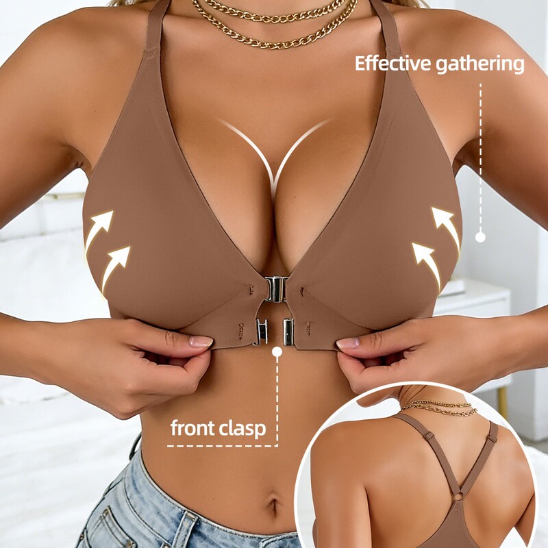 Cross-Border Foreign Trade Seamless Front-Clasp Beauty Back Bra for Women, Small Chest Push-Up with Adhesive, Side Breast Collection, Anti-Sagging, Plus Size Bra Cross-Border Foreign Trade Seamless Front-Clasp Beauty Back Bra for Women, Small Chest Push-Up with Adhesive, Side Breast Collection, Anti-Sagging, Plus Size Bra