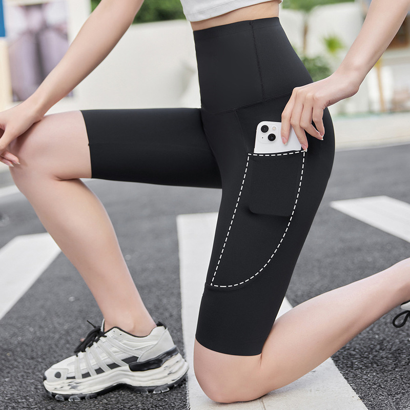 New High Waist Shark Pants Summer Outer Wear Thin Five-point Pocket Sports Tight Belly-lifting Yoga Leggings New High Waist Shark Pants Summer Outer Wear Thin Five-point Pocket Sports Tight Belly-lifting Yoga Leggings