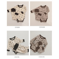 2023 Autumn/Winter Baby Set Cotton Baby Clothes High-Waist Belly Protection Baby Pajamas Newborn Clothes Two-Piece Set