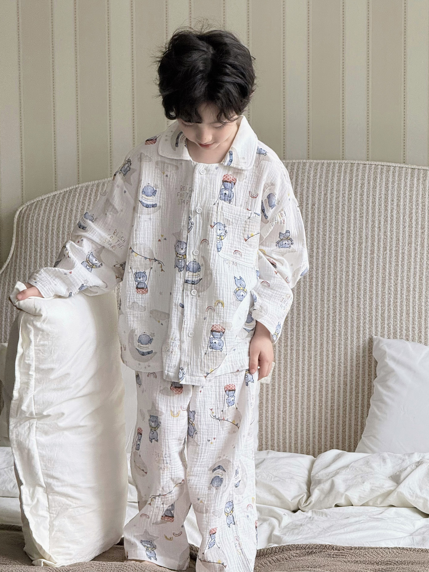 2026 primavera nueva ropa infantil infantil de moda de niños de algodón dos piezas de ropa doméstica